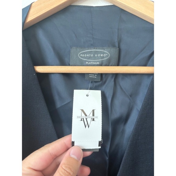 NWT - Men's Warehouse Pronto Uomo Platinum 100% Wool Suit Vest – Blue – XXL - Picture 4 of 5
